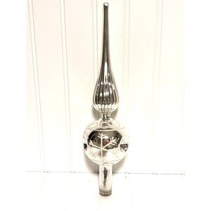 Vintage Mercury Glass Silver Classic Indent Design Tree Topper  12”